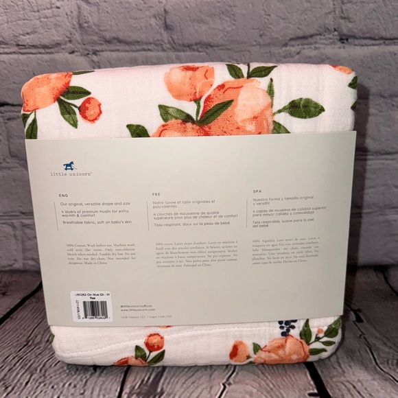 Little Unicorn Watercolor Roses Cotton Muslin Quilt 47x47 NWT - Picture 2 of 5